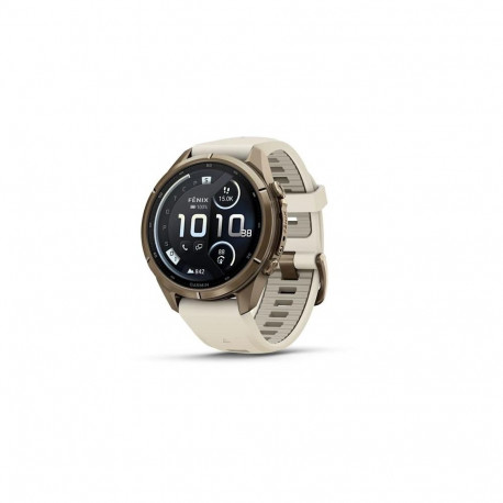 Garmin fenix 9 Pro smartwatch, inReach, 43mm, Autumn Gold Titanium with Cream/French Grey Silicone B