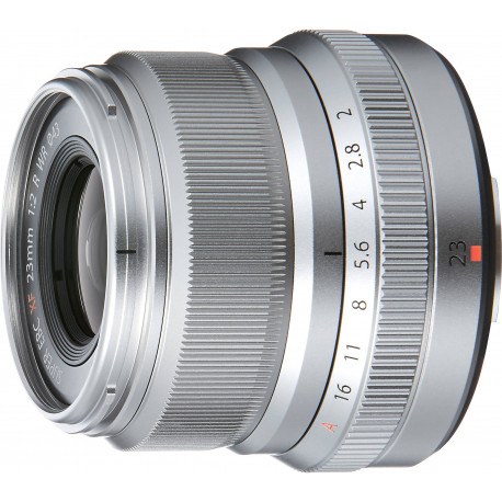 Fujifilm Fujinon XF 23mm f/2.0 R WR lens, silver