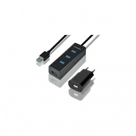 AXAGON USB-A-jaotur HUE-S2BP, 4x USB 3.0, välise toitega, 1,2m, toiteadapter