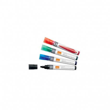 Nobo Liquid Ink Whiteboard Pens Chisel Tip 4 Pack
