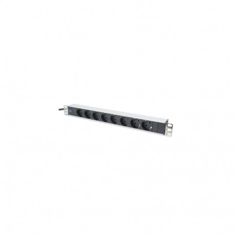 Digitus aluminum outlet strip, 8 safety outlets, 2 m supply safety plug