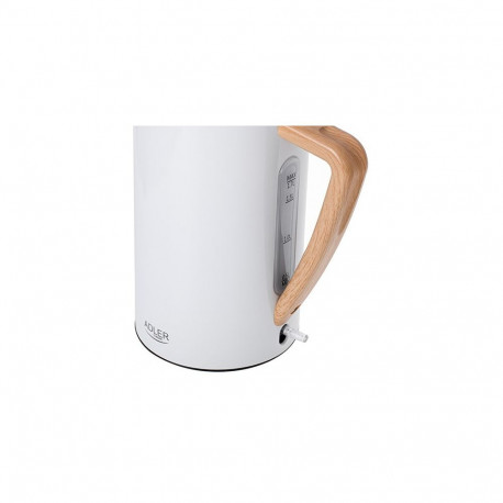Adler AD 1347W electric kettle 1.5 L 2200 W White, Wood