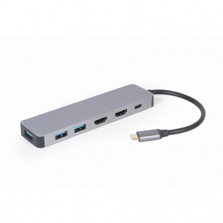 Gembird A-CM-COMBO3-03 interface hub USB 3.2 Gen 1 (3.1 Gen 1) Type-C 5000 Mbit/s Grey