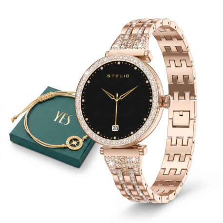 Stelio STSWL102GD LUSSO GEM AI Womens Smartwatch  + YES Bracelet, Gold