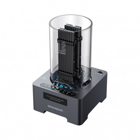GRAUGEAR kloonimisjaam DM.2 M.2 NVMe SSD ventilaatoriga 20Gbit