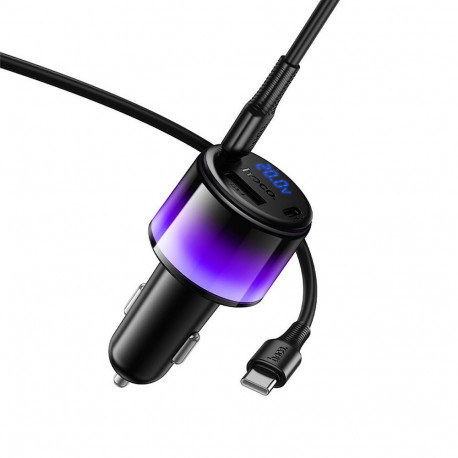 Car charger Hoco USB A + 2xUSB C PD QC3.0 57W with USB C to C cable Z69B black