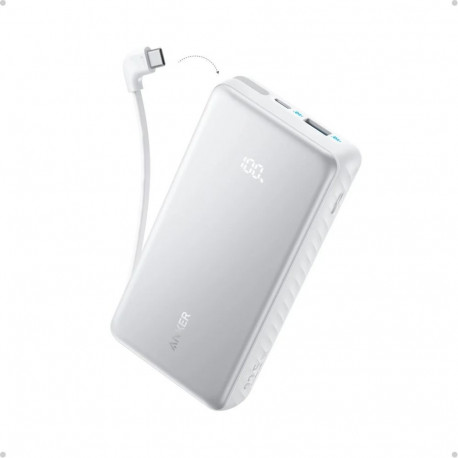 Anker Power Bank 22.5W, Built-In USB-C Cable | Zolo | 20000 mAh | USB-C | White