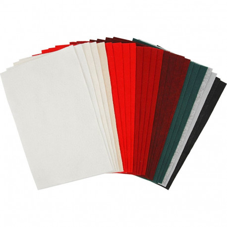 Käsitöövilt lehed, 24 lehte, 20 × 30 cm, 1,5–2 mm, 180–200 g, jõuluvärvid, 100% polüester