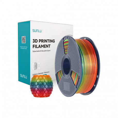 3D Printing Filament - Sunlu PLA Transparent Rainbow 01 Filament, ±0.02 mm, Multicolor