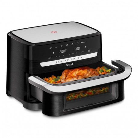 Air Fryer - Tefal Dual Easy Fry Flex EY9228 9 L Black, Stainless Steel