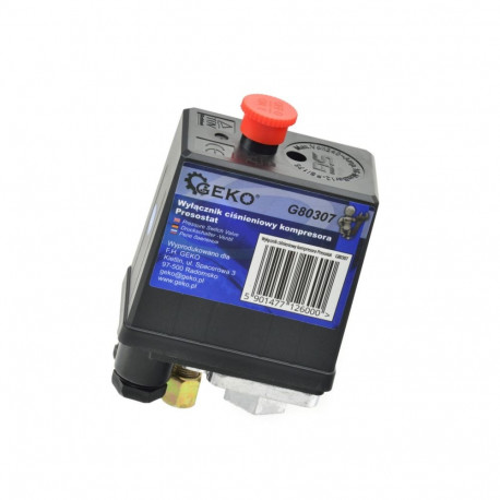 Geko One Way Switch for Air Compressors G80307, 240 V, 16 A, 12 bar, 5 - 8 bar, 3 - 12 bar, 1/4", CE