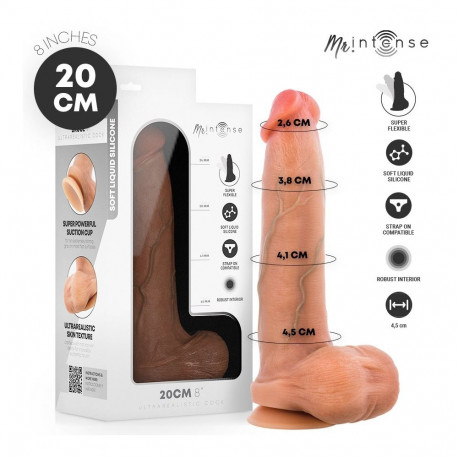 MR INTENSE - BRUCE M SILICONE DILDO WITH TESTICLES 20 CM -Ø- 4.5 CM