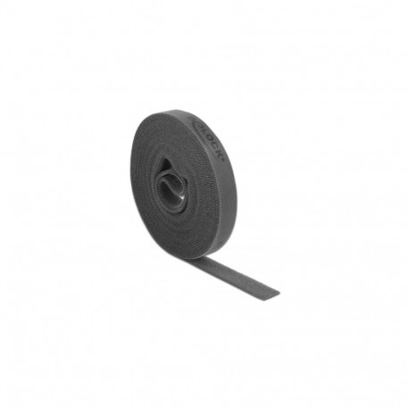 DeLOCK Hook-and-loop tape on roll L 5 m x W 15 mm grey