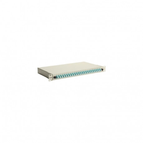 Equip 24-Port Fiber Optic Splice Box, LC Duplex, OM3, 1U, Equipped, Grey