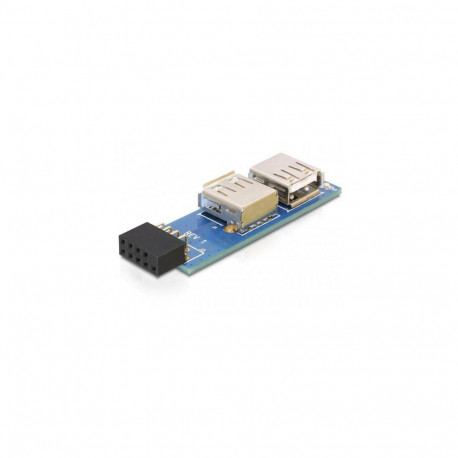 DeLOCK 9-pin 2.54 mm/2 x USB 2.0 1 x 9-pin 2.54 mm 2 x USB 2.0-A Black, Blue, Silver
