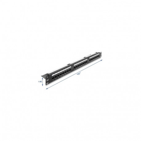DeLOCK 19″ 1U Patch Panel 24 port Cat.6 with LED and strain relief rail unshielded black