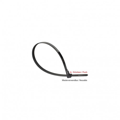 Alcasa KAB-R45S74 cable tie Releasable cable tie Nylon Black 100 pc(s)