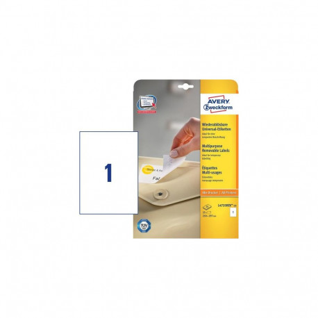 Avery Removable Labels, 210 x 297 mm