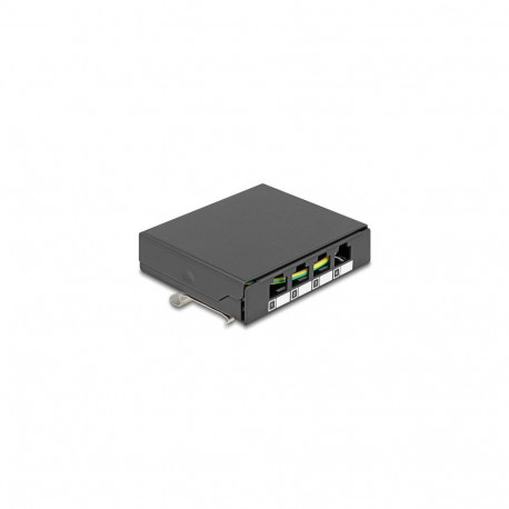 DeLOCK Blank Panel 4 port for Keystone RJ-modules black - for mounting on a table, wall or DIN rail