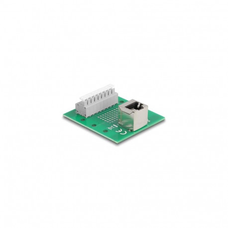 DeLOCK RJ45 female to Terminal Block with push-button for DIN rail angled