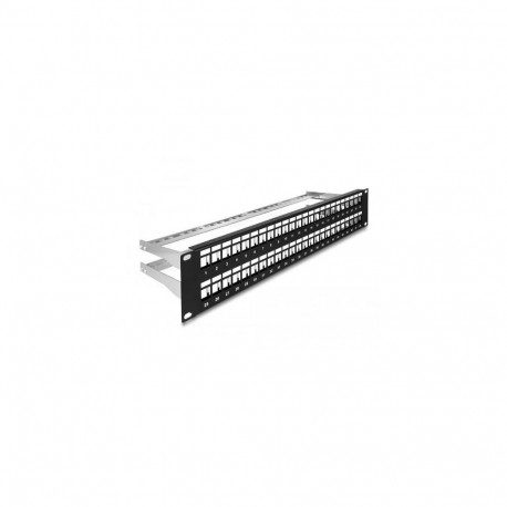 DeLOCK 19″ Keystone Patch Panel 48 port with strain reliefs 2U black