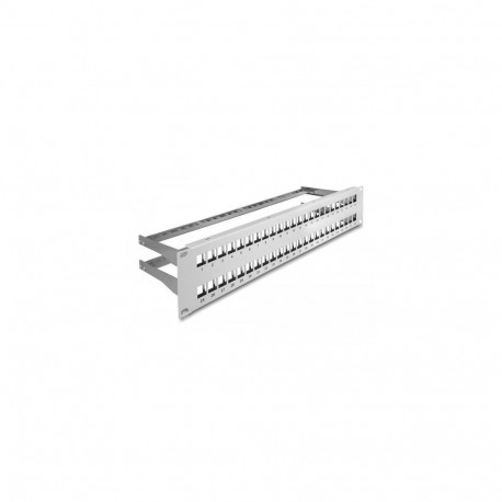 DeLOCK 19″ Keystone Patch Panel 48 port with strain reliefs 2U grey