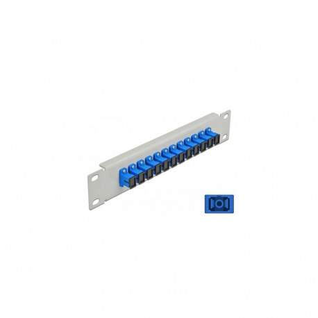 DeLOCK 10″ Fiber Optic Patch Panel 12 Port SC Simplex blue 1U grey