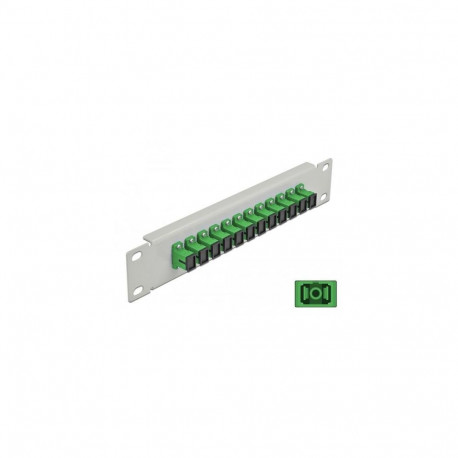DeLOCK 10″ Fiber Optic Patch Panel 12 Port SC Simplex green 1U grey