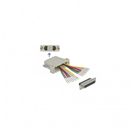 DeLOCK D-Sub 25 pin crimp female to 2 x RJ45 female with assembly kit beige