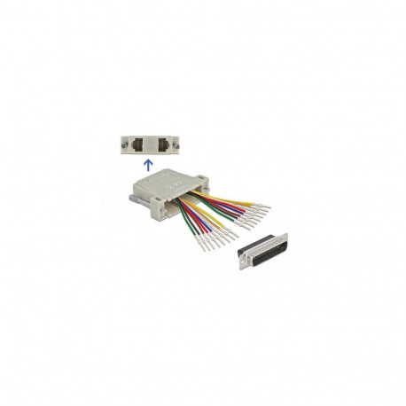 DeLOCK D-Sub 25 pin crimp male to 2 x RJ45 female with assembly kit beige
