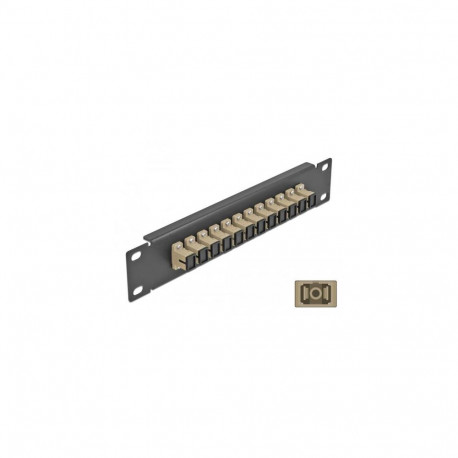 DeLOCK 10″ Fiber Optic Patch Panel 12 Port SC Simplex beige 1U black