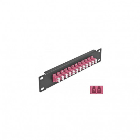 DeLOCK 10″ Fiber Optic Patch Panel 12 Port LC Duplex violet 1U black