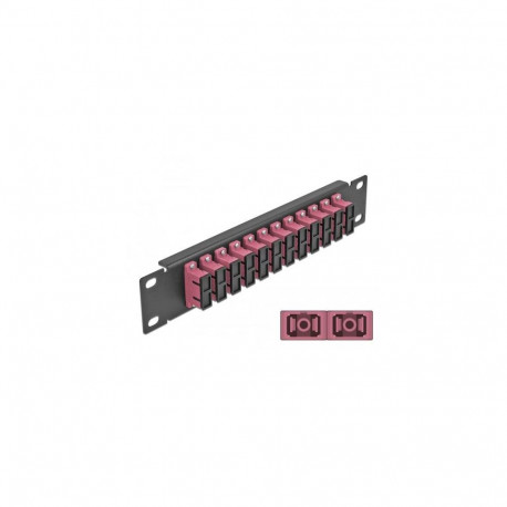 DeLOCK 10″ Fiber Optic Patch Panel 12 Port SC Duplex violet 1U black