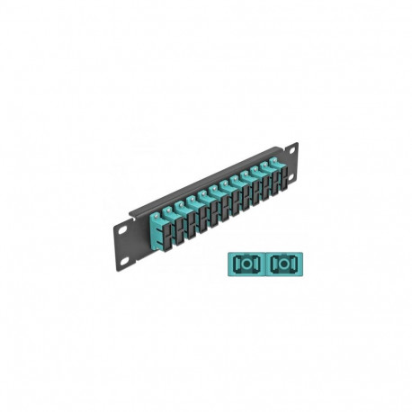 DeLOCK 10″ Fiber Optic Patch Panel 12 Port SC Duplex aqua 1U black