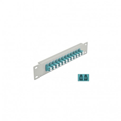 DeLOCK 10″ Fiber Optic Patch Panel 12 Port LC Duplex aqua 1U grey