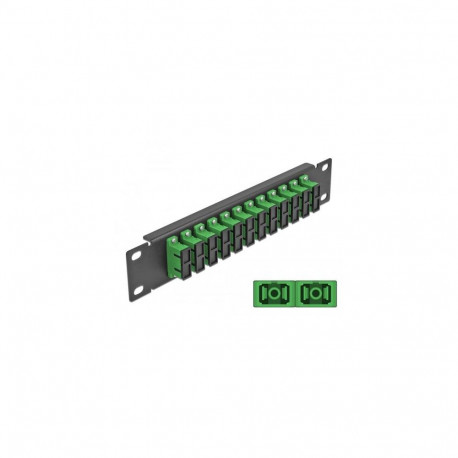 DeLOCK 10″ Fiber Optic Patch Panel 12 Port SC Duplex green 1U black