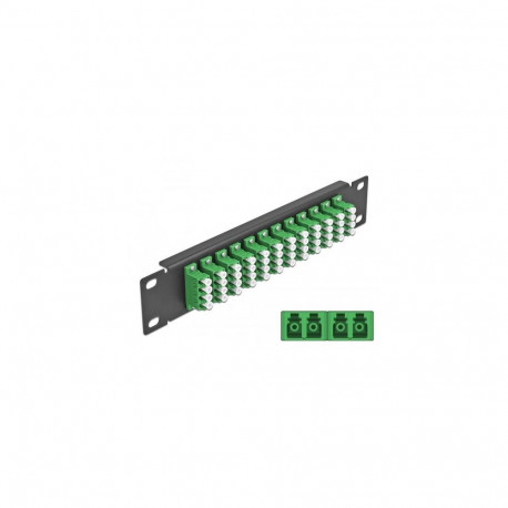 DeLOCK 10″ Fiber Optic Patch Panel 12 Port LC Quad green 1U black