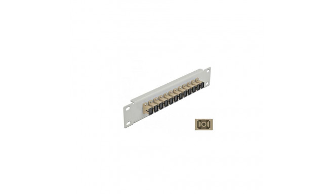 DeLOCK 10″ Fiber Optic Patch Panel 12 Port SC Simplex beige 1U grey