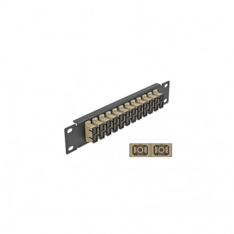 DeLOCK 10″ Fiber Optic Patch Panel 12 Port SC Duplex beige 1U black