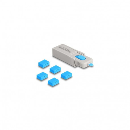 DeLOCK USB Port Blocker Set for USB Type-A female port 5 pieces + Lock tool