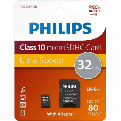 Philips 32GB micro SDHC Class 10 + Adapter FM32MP45B/10