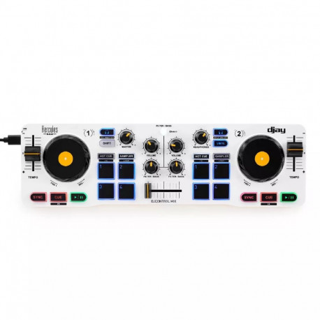 Hercules DJ-kontroller 4780921 2 kanaliga, must, valge, kollane