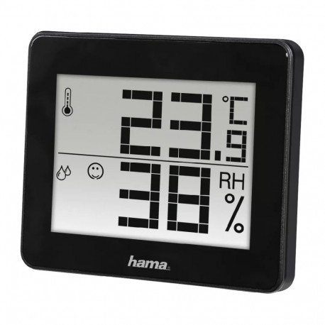 Hama digitaalne termomeeter-hügromeeter TH-130, patareitoitega, must