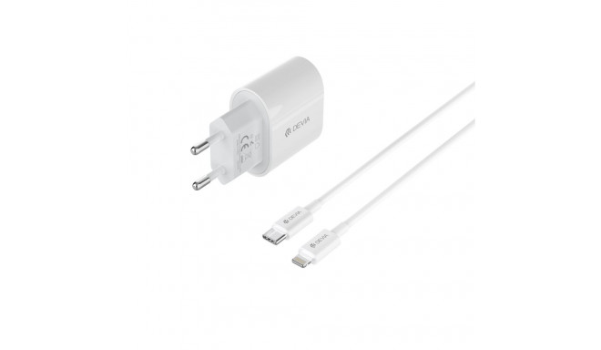 Devia wall charger Pro6 QC 1xUSB-C 20W + USB-C-Lightning cable white