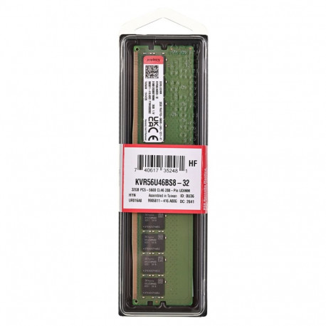 Kingston Technology mälumoodul ValueRAM 32GB 1 x 32GB DDR5 5600MT/s 288-pin DIMM