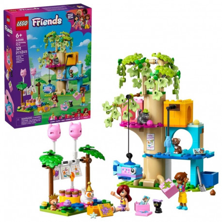 Toy Set - LEGO FRIENDS 42666 Cat Birthday Party & Tree House 321 Pieces
