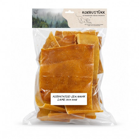 Koerustükk kuivatatud lame sea nahk koerale 15cm 500g