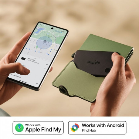Bluetooth Tracker - Chipolo Card & Loop Rechargeable Tracker for iOS & Android, Black