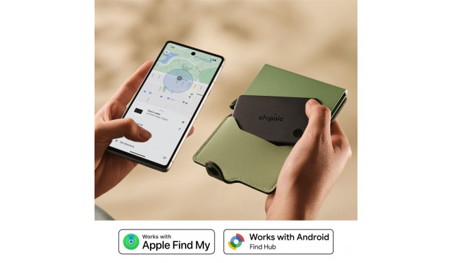 Bluetooth Tracker - Chipolo Card & Loop Rechargeable Tracker for iOS & Android, Black