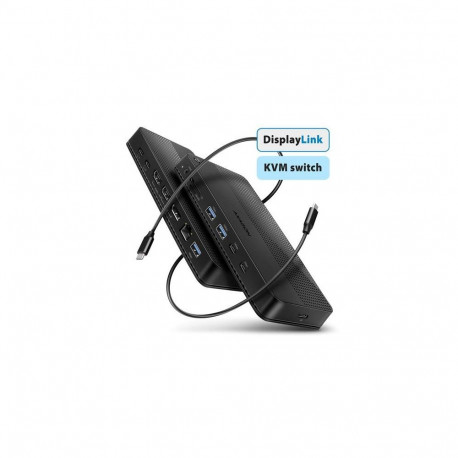 Axagon HMC-DL-KVM USB-C 10Gbps DisplayLink KVM docking station for two 4K monitors and computers